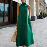 Load image into Gallery viewer, 2026 New Women's Summer Dresses White Elegant Commuter Long Dress Stand Collar Single Button Sleeveless Party Dresses for Women
