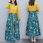 Load image into Gallery viewer, Women's Clothing Casual Printed Dresses Spring Autumn New Single-breasted Fashion Turn-down Collar Commute Drawstring Long Dress