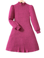 Load image into Gallery viewer, Women's bright pink knitted dress - slim design, warm and comfortable ribbed fabric, suitable for daily wear