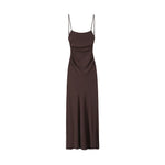 Load image into Gallery viewer, Draped Midi Dress for Women, Straight Neck, Thin Straps, Backless Female Dresses, Chic Fashion