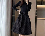 Load image into Gallery viewer, Black Dress for Women in Spring 2025 Fashionable Jacquard Mid Length Design Waist Cinching and Slimming A-line Skirt