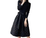 Load image into Gallery viewer, Black Dress for Women in Spring 2025 Fashionable Jacquard Mid Length Design Waist Cinching and Slimming A-line Skirt