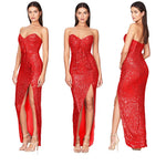 Load image into Gallery viewer, women's casual dresses for woman clothes Strapless sequined slit elegant party dresses evening summer birthday prom dress hwy739