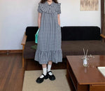 Load image into Gallery viewer, 2026 Summer Dress for Women, College Style Black and Gray Design Fungus Lace Splicing Mid-length Skirt Fairy