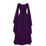 Load image into Gallery viewer, Women'S Halloween Costume Long Sleeved Round Neck Lace-Up Waist Irregular Dresses Medieval Retro Elegant Evening Dress