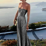 Load image into Gallery viewer, Women Sexy Dress Bronzing Backless Large Hem Beach Party Dress Off Shoulder Sexy Chest Wrapping Long Gown Dress Female Clothing