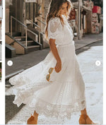 Load image into Gallery viewer, Women's Dress White Hollow Out Cotton Sundress Lace Sleeveless Long Splicing Summer Party Elegant Evening Woman Skirt Clothing