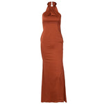 Load image into Gallery viewer, Women's Vestidos De Fiesta Elegantes Vestidos Elegant Halter Neck Twist Front Maxi Dress Slim Fit Evening Party Gown
