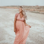 Load image into Gallery viewer, Maternity Dress Women Pregnants Sexy Photography Props Short Sleeve Solid Lace Long Art Photo Clothes