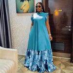 Load image into Gallery viewer, Women Dress Floor Length Dresses Solid A Line Round Neck Sleeveless Ruffles Casual Loose Elegant Splice Sexy Vestidos 2025
