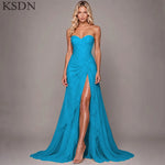 Load image into Gallery viewer, Elegant Women Evening Dresses for Women Luxury Chiffon Chapel Train Gowns Side Slit Sleeveless Wedding Long Dress Vestidos