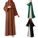 Load image into Gallery viewer, Muslim Women Modest Long Dress Patchwork Drawstring Arab Robe Vestidos Jalabiya Dubai Saudi Abayas Morocco Eid Ramadan Dresses