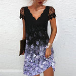 Load image into Gallery viewer, Elegant Dresses for Women V Neck Lace Sleeves Short Dress Women Spring Summer Sexy Ladies Short Sleeve Black Party Dress 2022