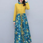 Load image into Gallery viewer, Women's Clothing Casual Printed Dresses Spring Autumn New Single-breasted Fashion Turn-down Collar Commute Drawstring Long Dress