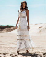 Load image into Gallery viewer, Women's Dress White Hollow Out Cotton Sundress Lace Sleeveless Long Splicing Summer Party Elegant Evening Woman Skirt Clothing