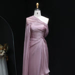 Load image into Gallery viewer, Sharon Said 2026 Women's Elegant Evening Dresses with Draped Cape Formal Birthday Gown Pink One Shoulder Arabic SF199 Customized