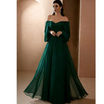 Load image into Gallery viewer, Dresses For Woman Elegant vestidos Solid Color Slim Robe Evening Dress Sexy One Line Neck Simple Style Long Sleeves Simple Style