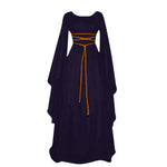 Load image into Gallery viewer, Women'S Halloween Costume Long Sleeved Round Neck Lace-Up Waist Irregular Dresses Medieval Retro Elegant Evening Dress