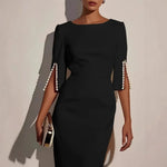 Load image into Gallery viewer, 2025 Dress for Women Fashion Comfortable Office Solid Color Commuter Bead Slim and Elegant Evening Party Dress