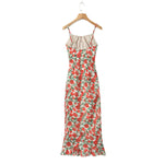 Load image into Gallery viewer, Midi dresses for women 2025 Summer bodycon dresses sexy vintage clothes dress elegant black dress front tie vintage floral dress