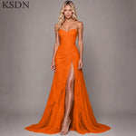 Load image into Gallery viewer, Elegant Women Evening Dresses for Women Luxury Chiffon Chapel Train Gowns Side Slit Sleeveless Wedding Long Dress Vestidos
