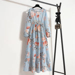 Load image into Gallery viewer, Women Long Dresses Spring Summer Casual Full Sleeve Floral geometry Printed O neck Woman Bohe Beach Party Dress Mujer Vestidos