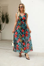 Load image into Gallery viewer, Women's Print Dress Fashion V-Neck Sleeveless High Waist Loose Dresses Robe Femme Casual Party Holiday Dresses For Women Summer