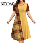 Load image into Gallery viewer, Women's Dresses Contrast Colors Striped Elegant Casual O-Neck Short Sleeve Fashion Dresses Summer Women's Plus Size Clothing 9XL
