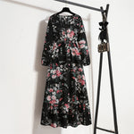Load image into Gallery viewer, Women Long Dresses Spring Summer Casual Full Sleeve Floral geometry Printed O neck Woman Bohe Beach Party Dress Mujer Vestidos