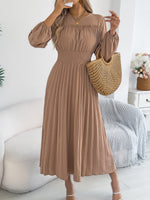 Load image into Gallery viewer, Elegant Dresses Women 2026 Autumn Winter Casual Solid Color High Waist Long Sleeve Maxi Dress Khaki Green Blue Woman Clothing