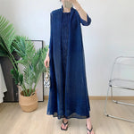 Load image into Gallery viewer, Womens Dresses Fashion 2025 Pleated Clothing Womens 2 Piece Outfit Two Piece Sets Metallic Fabrics Casual Long Dresses