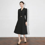 Load image into Gallery viewer, Dresses For Women 2024 Luxury Brand Autumn Long Dress Women's Turn-down Collar Sleeves Single Breasted Sashes Office Lady