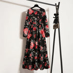 Load image into Gallery viewer, Women Long Dresses Spring Summer Casual Full Sleeve Floral geometry Printed O neck Woman Bohe Beach Party Dress Mujer Vestidos