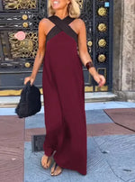 Load image into Gallery viewer, Summer Fashion Dresses For Women Sleeveless Solid Color Square-neck Casual Simple Elegant Suspender Loose Long Dresses 2025 New