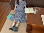 Load image into Gallery viewer, 2026 Summer Dress for Women, College Style Black and Gray Design Fungus Lace Splicing Mid-length Skirt Fairy