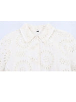 Load image into Gallery viewer, HH Women's Fashion Dress White Turn Down Collar Short Sleeve Bow Lace-Up Single-Breasted Female Summer Embroidery Long Dress