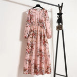 Load image into Gallery viewer, Women Long Dresses Spring Summer Casual Full Sleeve Floral geometry Printed O neck Woman Bohe Beach Party Dress Mujer Vestidos