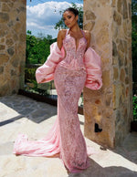 Load image into Gallery viewer, Fashion Evening Dresses For Women Halter Neck Sleeveless Wrap Gown Lace Rhinestone Sweep Train Dress Party Customized vestidos