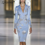 Load image into Gallery viewer, Woman Clothes Dresses 2025 Spring Floral Print Bodycon Elegant Evening Dress Autumn Long Sleeve Turn-down Collar Commute Dresses