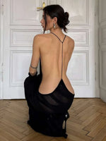 Load image into Gallery viewer, Black Evening Dresses For Women Clothing Backless Vestidos Elegantes Para Mujer See Through Sexi Night Dress Hot Club Outfit
