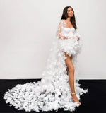 Load image into Gallery viewer, Modern Women Bathrobe Evening Dresses Nightgowns 3D Butterflies Loungewear Home Clothes Female Party Sleepwear Rayon Customized