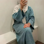 Load image into Gallery viewer, 2025 Ramadan Eid Djellaba Plain Modest Muslim Dress Dubai Abaya Turkey Kaftan Kebaya Arabic Robe Women Islam Jalabiya Vestidos