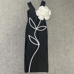 Load image into Gallery viewer, Women's Evening Dresses Sexy Strapless Tie White Flowers Bodycon Bandage Long Dresses Elegant Party Birthday Dresses