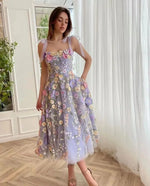 Load image into Gallery viewer, Women's Dress Fashionable 3D Flower Embroidery Wrapped Hip Sleeveless Sexy Sling Dress 2025