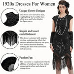 Load image into Gallery viewer, 1920s Dresses for Women Flapper Dress Lace Fan Feather Headband Sequins Beads Fringes 20s Accessories Vintage Mafia Costume