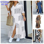 Load image into Gallery viewer, Women Dresses Fashion Sexy Single-breasted Dress Loose Lapel Casual Women's Clothing Literary Printing Long Shirt Skirt