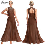 Load image into Gallery viewer, Womens Lyrical Dance Dresses Mock Neck Wide Hemline Shiny Rhinestones Maxi Dress Sleeveless Modern Contemporary Leotard Dresses