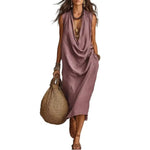Load image into Gallery viewer, Lightweight Sleeveless Dress Sleeveless Dress for Women Women's Draped Deep V Neck Dress Summer Sleeveless Loose Flowy Casual