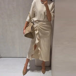 Load image into Gallery viewer, Women's Dress New Pleated Slit Midi Dress Spring Sexy Elegant Women's Long Dress