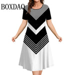 Load image into Gallery viewer, Women's Dresses Contrast Colors Striped Elegant Casual O-Neck Short Sleeve Fashion Dresses Summer Women's Plus Size Clothing 9XL